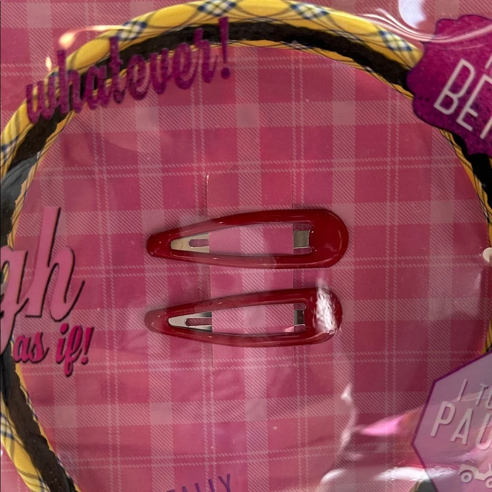 Betty Boop Yellow and Black Braided Headband with Red Hair Clips